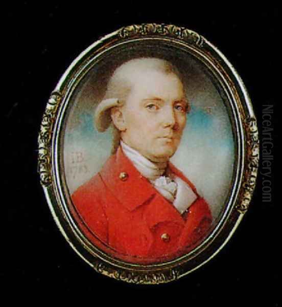 A portrait of a gentleman with powdered hair en queue, wearing red coat with gold buttons 1783 - view 1