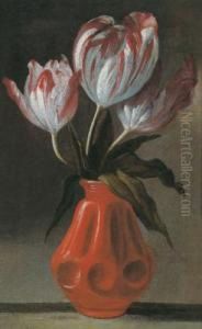 Tre Tulipani In Un Vaso Di Ceramica by Andrea Belvedere