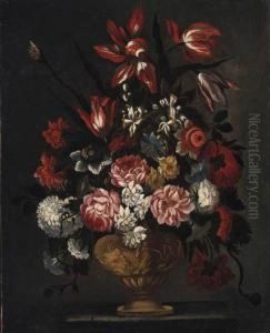 Flowers In An Ornamental Urn by Andrea Belvedere