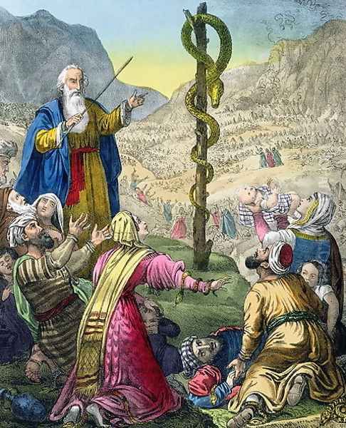 The Brazen Serpent, from a bible printed by Edward Gover, 1870's - view 1
