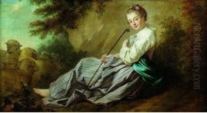 Une Jeune Bergere Et Son Troupeau Une Jeune Bergere Et Son Troupeau