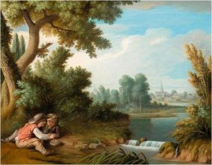 Children By A River Playing With A Bird's Nest Children By A River Playing With A Bird's Nest