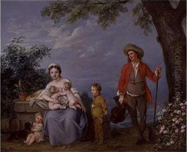 A Gardener And His Family In A Landscape - view 1