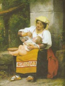 Italienne donnant la soupe a son enfant 1873 by Celestin-Joseph Blanc