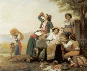 Mittagsrast einer neapolitanischen Bauernfamilie by Celestin-Joseph Blanc