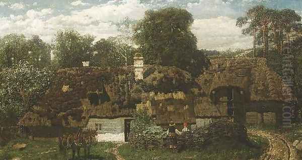 Farmers Before their Farmsteads in Summer Landscape (Bauersleute vor ihren Gehoften in sommerlicher Landschaft) - view 1