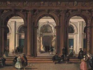 The entrance to the Biblioteca Marciana, Venice by Giuseppe Bernardino Bison