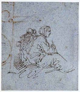 A Seated Woman with Two Children by Giuseppe Bernardino Bison