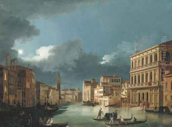 The Grand Canal, Venice, looking north-west, from the Palazzo Corner to the Palazzo Contarini dagli Scrigni, by moonlight... - view 1