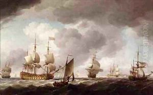 An English Vice-Admiral of the Red and his Squadron at Sea