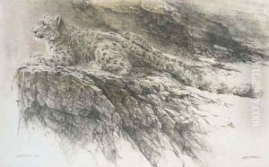 Leopard on a rock by Robert Bateman