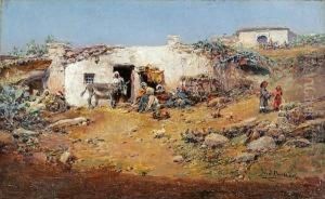 Figures In A North African Village by Jose Benlliure Y Gil