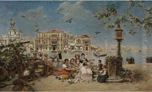 Venetian Flower Sellers by Jose Benlliure Y Gil