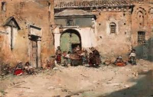 A Spanish Courtyard by Jose Benlliure Y Gil