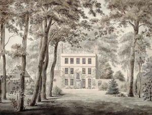 A Gardener working in the grounds of an elegant country house 1788 by Joseph Charles Barrow