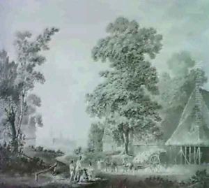 Figures and Soldiers at the edge of a village 1795 Figures and Soldiers at the edge of a village 1795