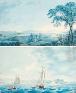 Shipping off Tarbert, Co. Kerry ( Figures in the grounds of Tarbert House, Co. Kerry- pair) 1795