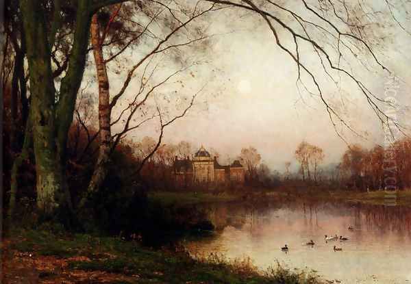 A Woodland With Ducks In A Pond - view 1