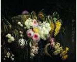 Nature Morte De Fleurs Posee Sur Une Jardiniere