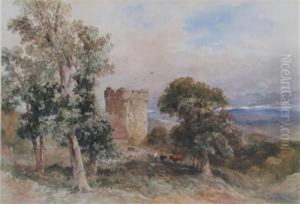 View Of A Farm With A Tower In A Wooded Landscape - view 1