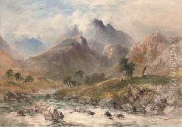 A River Rushing Through A Romantic Landscape - view 1