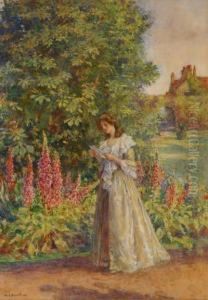 Lady In A Garden by William James Bennett
