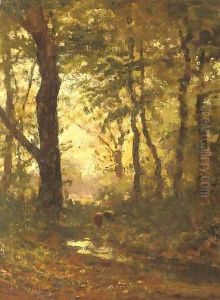 In het bosch van Ruurloo a forest stream by Julius Jacobus Van De Sande Bakhuyzen