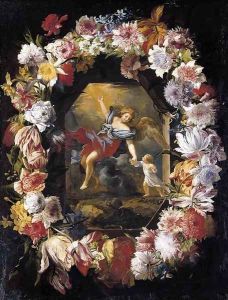 Garland of Flowers 1660s by Abraham Brueghel