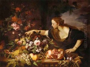 Woman Grasping Fruit by Abraham Brueghel