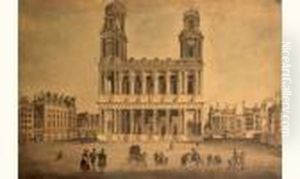 Vue De L'eglise De Saint Sulpice Vers 1865 by Philippe Benoist