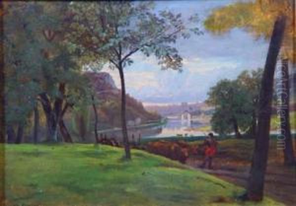 < Le Chemin De Halage > Huile
Sur Cartonmaroufle Signee En Bas A Gauche Et Dedicacee < A Son Ami
Buttara >dim : 31 - view 1
