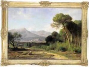 Paysage Montagneux. by Jean Achille Benouville