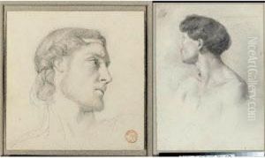 Head Study And Study Of A Man In Profile: Two Works by Francois Leon Benouville