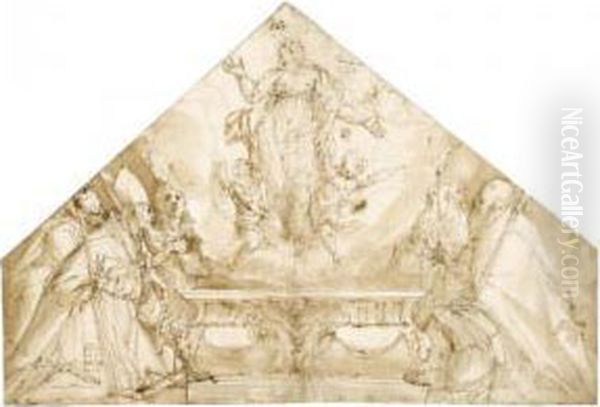 The Assumption Of The Virgin, With Two Bishops And Other Figures - view 1