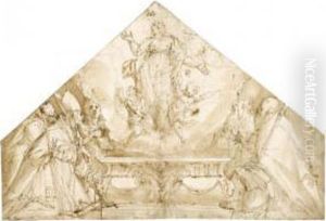 The Assumption Of The Virgin, With Two Bishops And Other Figures
