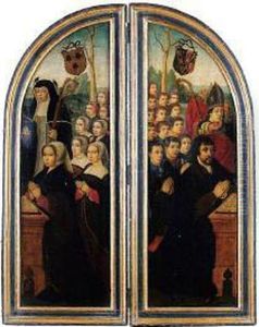 Donors In Prayer, Accompanied By Their Family,saint Irmengard (?) And Saint Denis by Ambrosius Benson