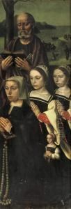 Saint Peter With Female Donors: The Right Wing Of A Triptych by Ambrosius Benson