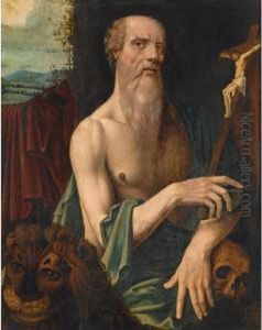 Saint Jerome In The Wilderness by Ambrosius Benson