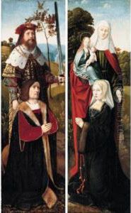 Saint Adrian With A Male Donor; Saint Anne With The Virgin And Child And A Female Donor by Ambrosius Benson