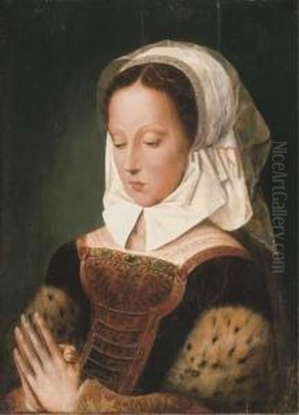 A Sibyl, Half-length, In A
Fur-trimmed Black And Gold Embroidereddress And White Headdress - view 1