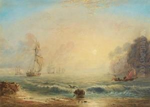 Shipping Off The Coast At Dawn