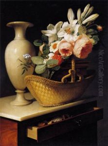 Still-Life with a Basket of Flowers by Antoine Berjon