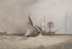 A Cutter Running Out To Meet The New Arrival by Charles Bentley