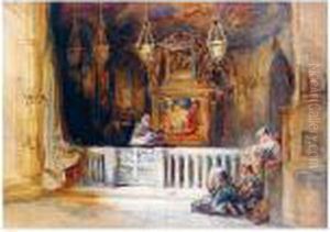 Figures Kneeling At An Altar by Charles Bentley