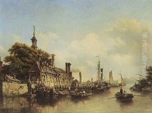 A view of the Hoofdpoort, Rotterdam 1851 by Elias Pieter van Bommel