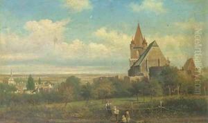 Ansicht von Perchtoldsdorf von der Leonshardtsberg view of an Austrian town by Elias Pieter van Bommel