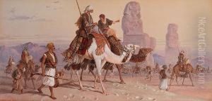 A Caravan Passing The Colossi At Memnon, Thebes