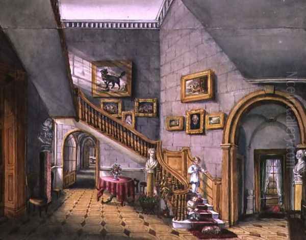 The Staircase, Strood Park, f26 from An Album of Interiors, (1) 1843 - view 1