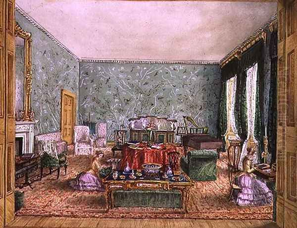 The Drawing Room at Meesdenbury, f13 from An Album of Interiors, 1843 - view 1