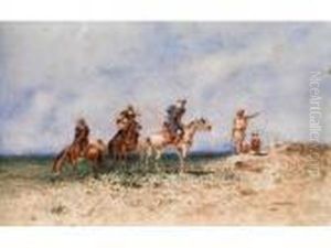 Orientalische Reiter Insteppenlandschaft